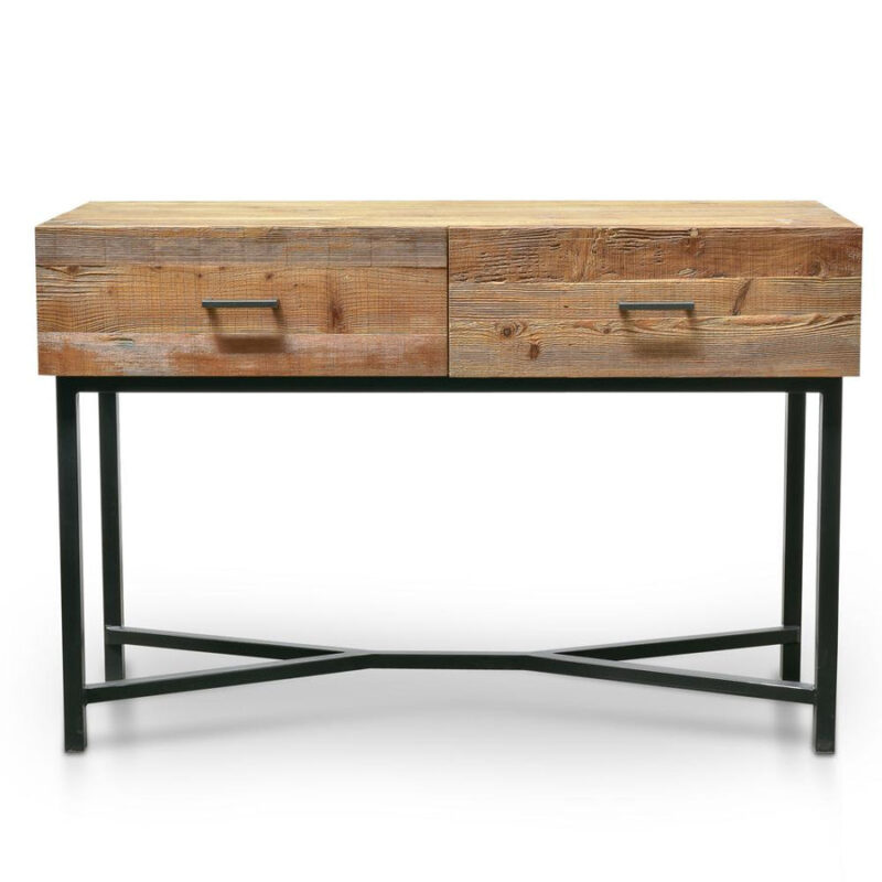 Alternative view of Royce 1.2m Reclaimed Pine Console Table - Black Base