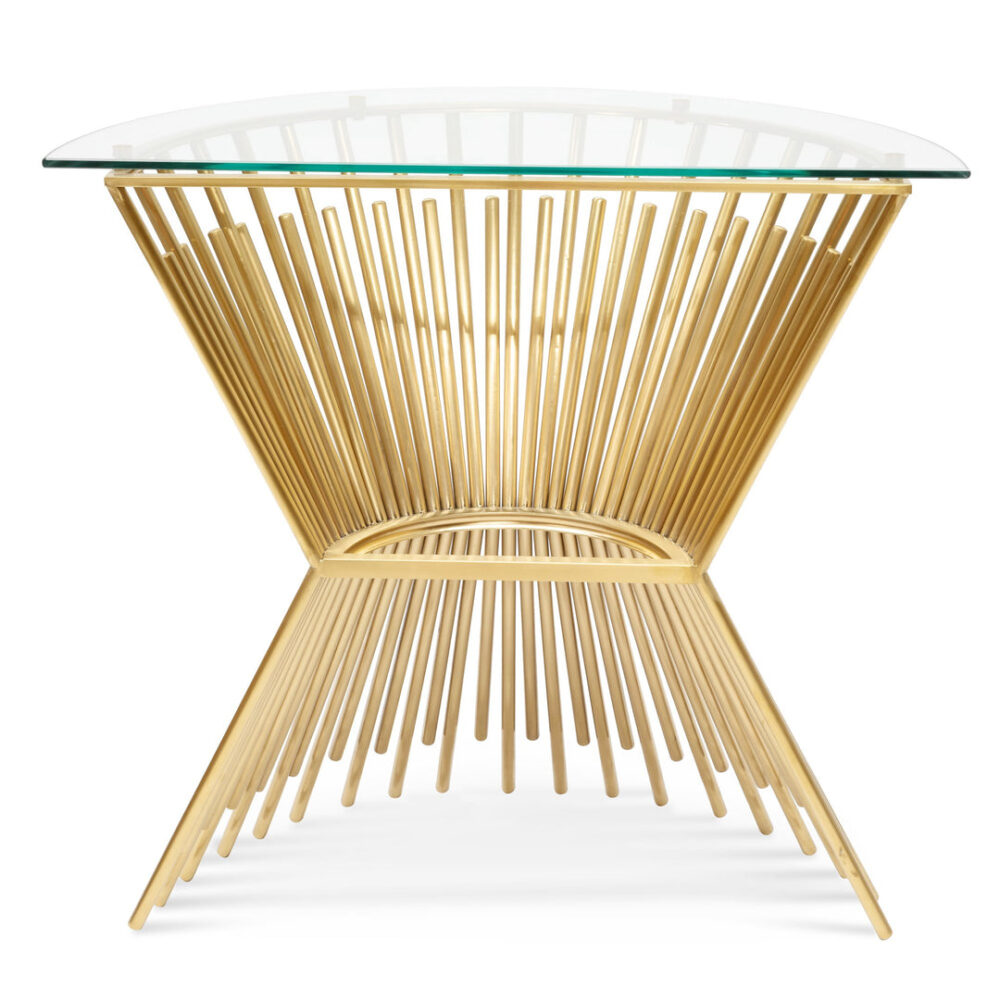 Sassy Round Glass Console Table - Brushed Gold Base - Image 7
