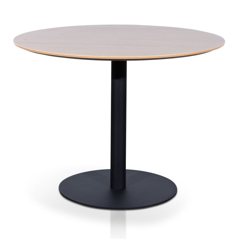 Scope Round Office Meeting Table - Natural with Black Base