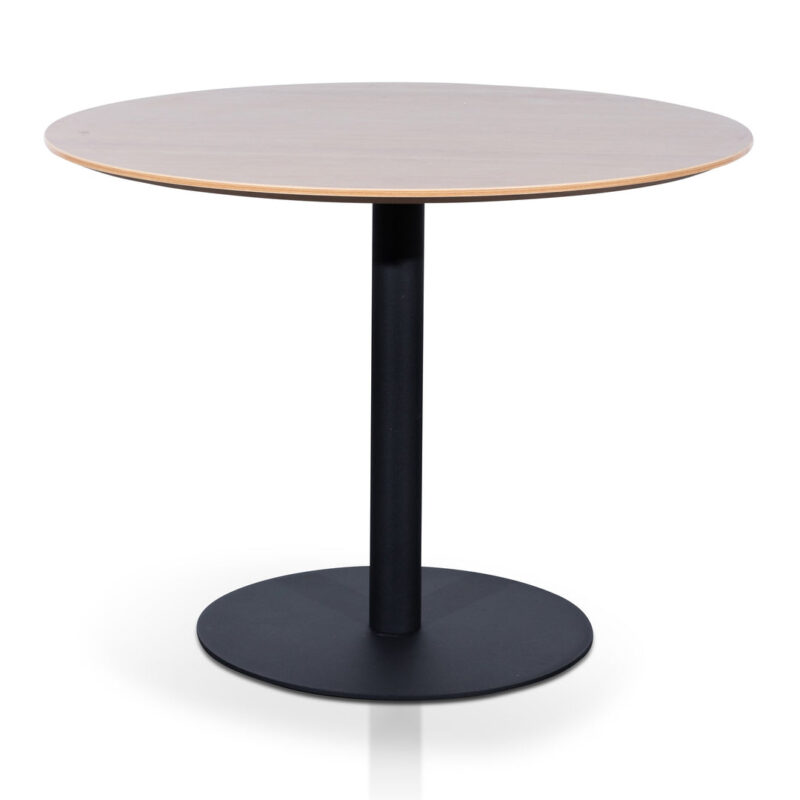 Scope Round Office Meeting Table - Natural with Black Base