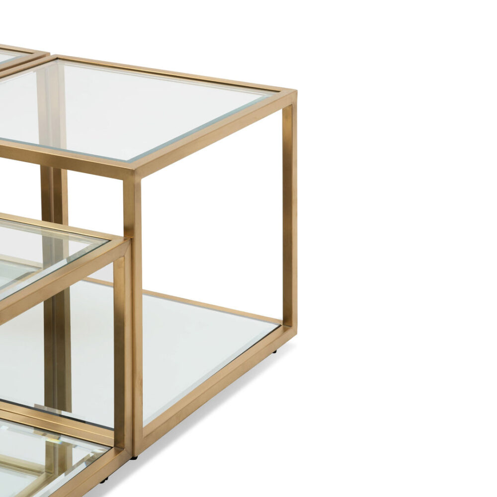 Set of 4 - Oxford 100cm Glass Coffee Table - Brushed Gold Base - Image 4
