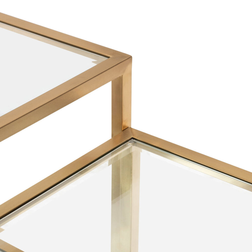 Set of 4 - Oxford 100cm Glass Coffee Table - Brushed Gold Base - Image 5