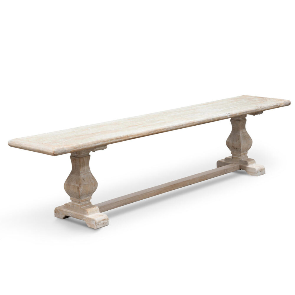 Titan Reclaimed 2m ELM Wood Bench - White Washed - Image 3