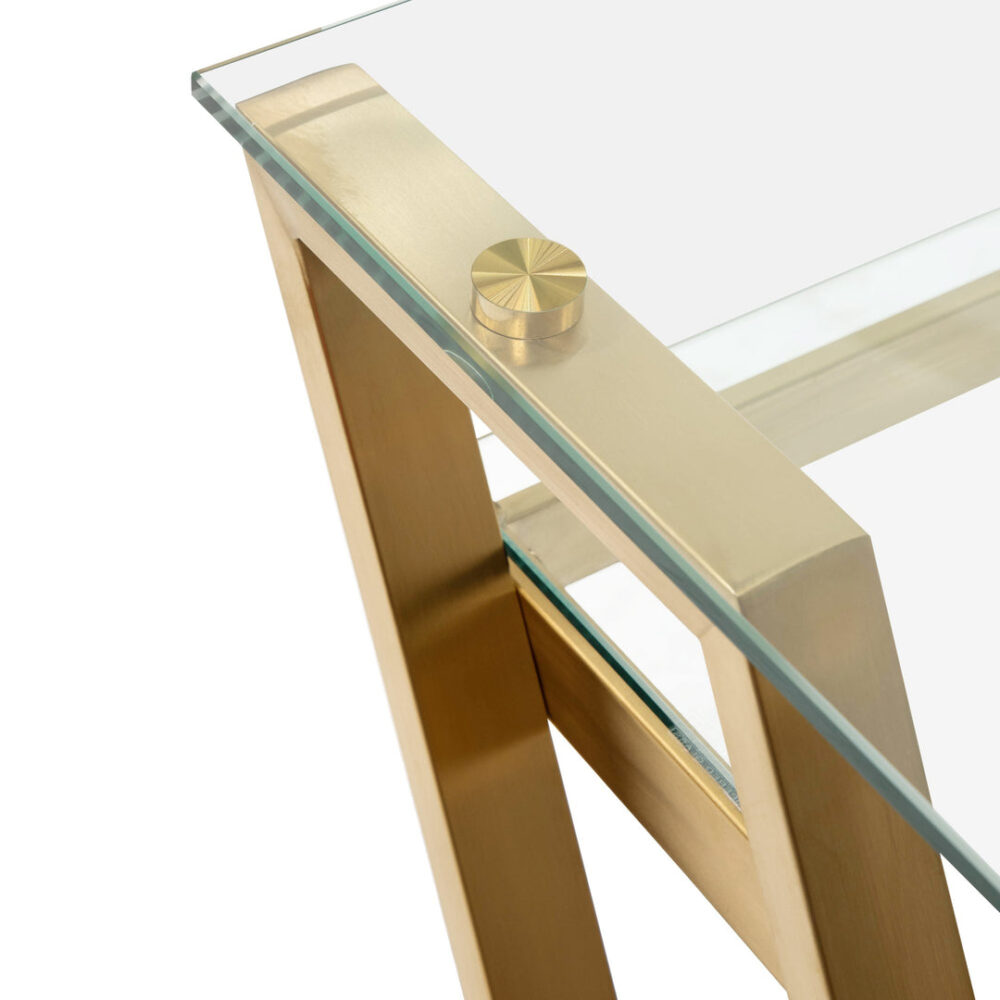 Vanessa 120cm Glass Home Office Desk - Brushed Gold Base - Image 6