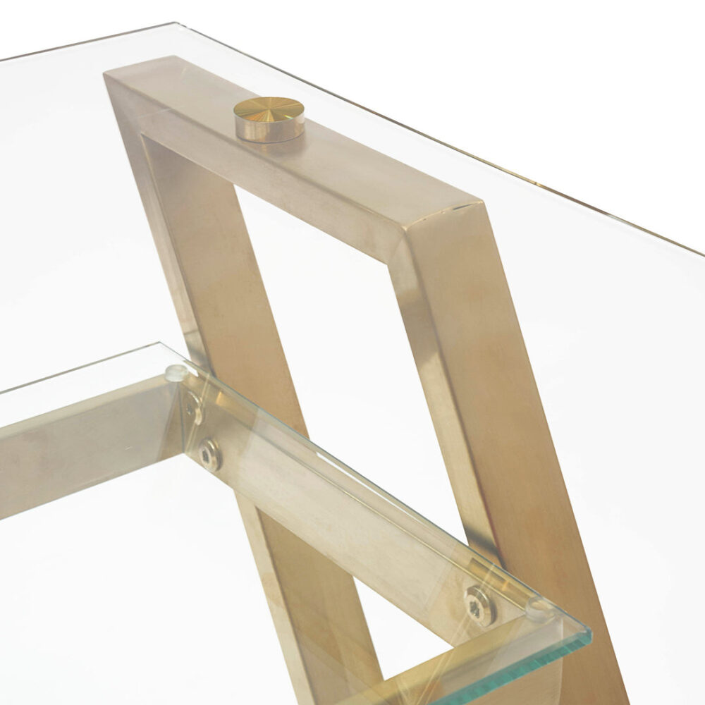 Vanessa 120cm Glass Home Office Desk - Brushed Gold Base - Image 7