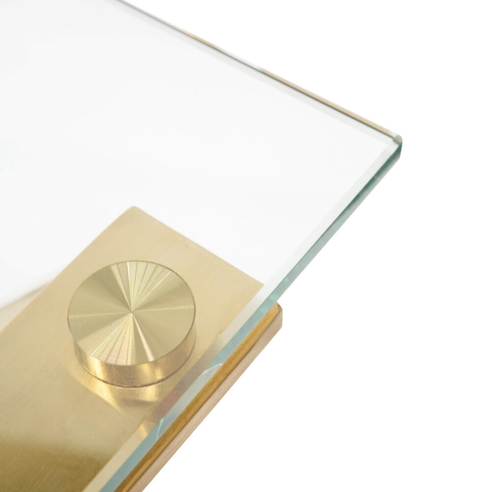 Vanessa 120cm Glass Home Office Desk - Brushed Gold Base - Image 8