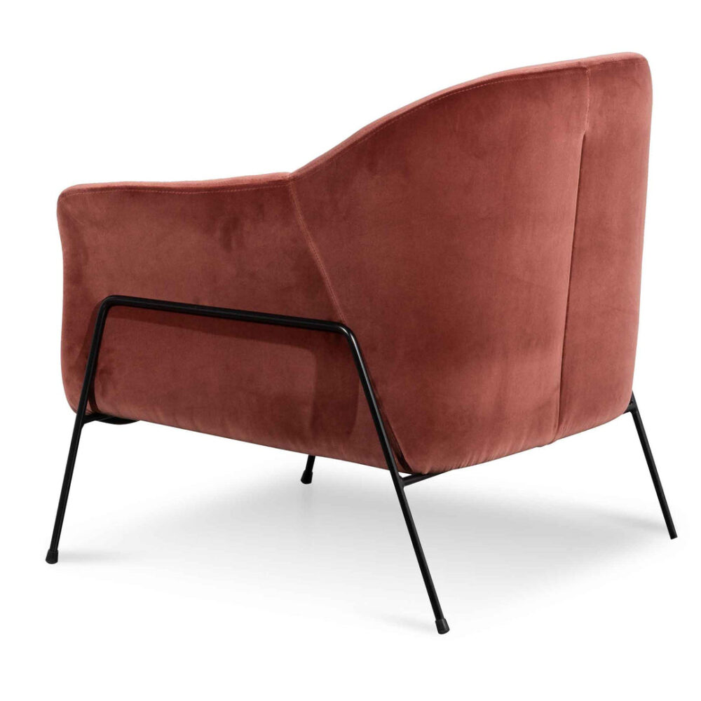 Wiley Blood Orange Velvet Armchair - Black Legs - Image 4