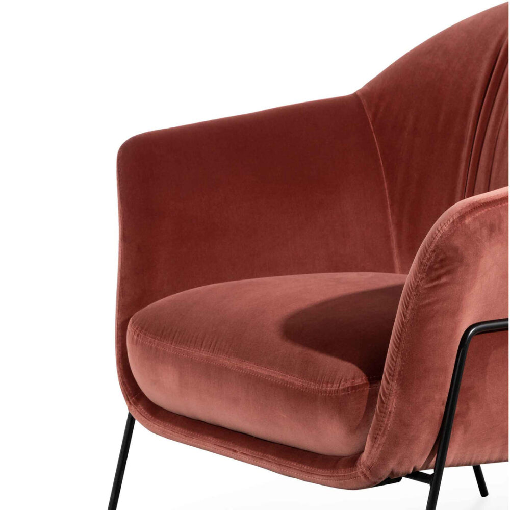 Wiley Blood Orange Velvet Armchair - Black Legs - Image 6
