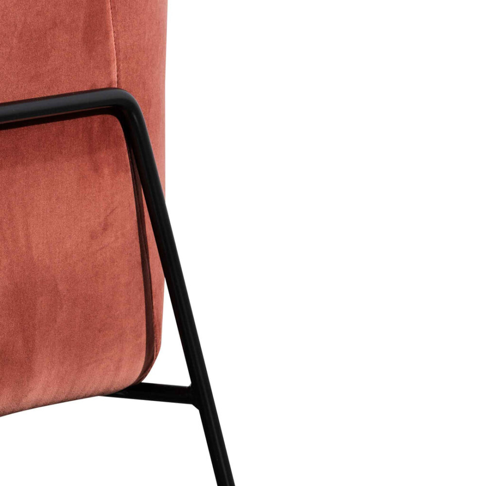 Wiley Blood Orange Velvet Armchair - Black Legs - Image 10