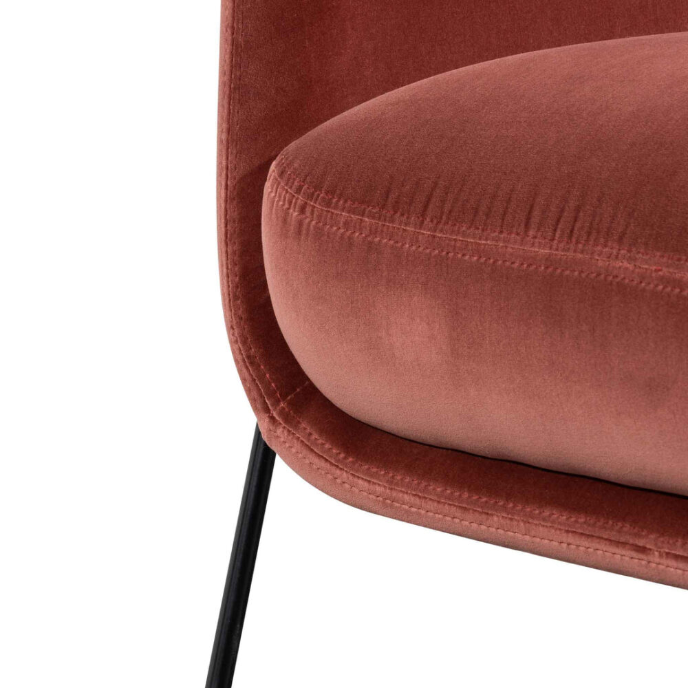 Wiley Blood Orange Velvet Armchair - Black Legs - Image 8