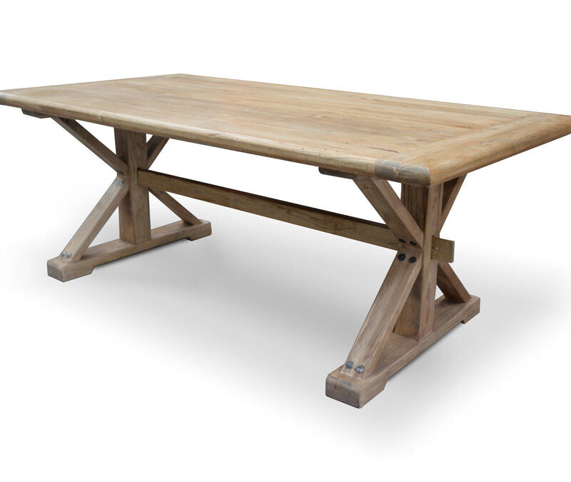 Winston 2m Reclaimed Elm Wood Dining Table - Rustic Natural