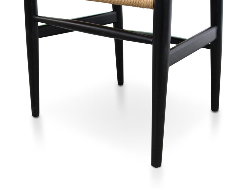 Set of 2 - Harper Wooden Dining Chair - Black - Natural Seat - Image 7