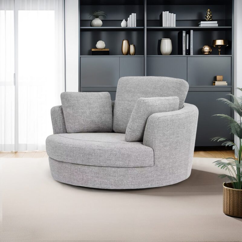 Cuddle Swivel Chair Fabric Sofa in Astral Ash