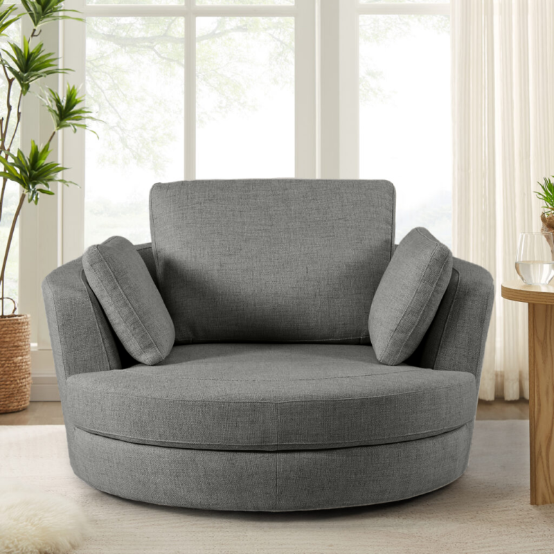 Cuddle Swivel Chair in Byron Ash Fabric