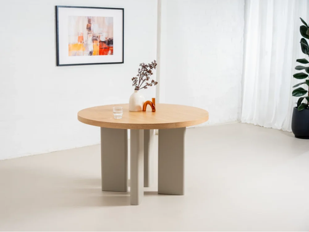 Western Round Dining Table Oak / Grey - Image 11