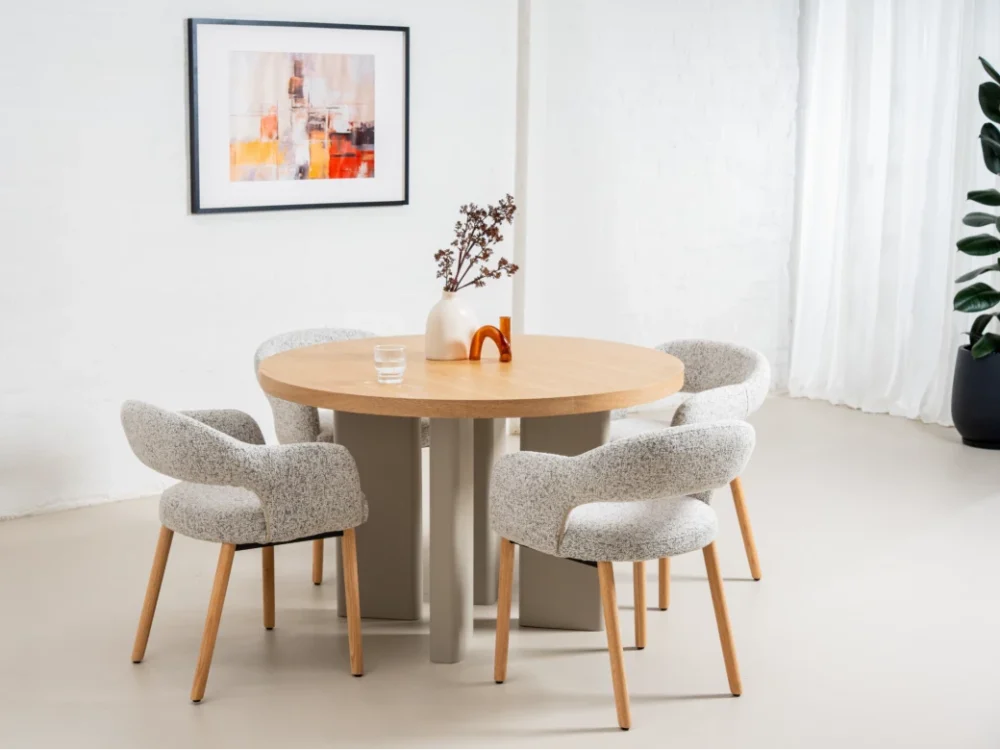 Western Round Dining Table Oak / Grey - Image 9
