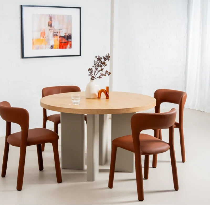 Western Round Dining Table Oak / Grey