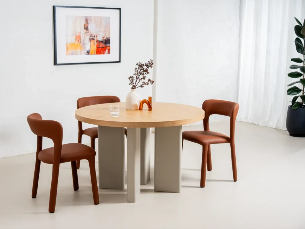 Western Round Dining Table Oak / Grey - Image 3