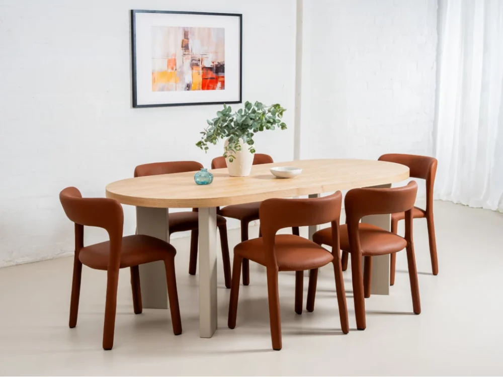 Western Round Dining Table Oak / Grey - Image 19