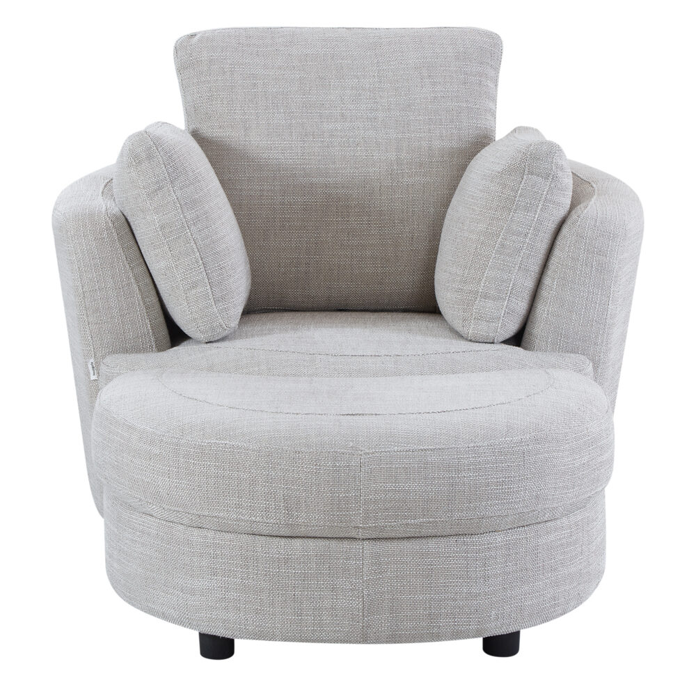 Cuddle Petite Swivel Chair & Ottoman in Byron Almond - Image 3