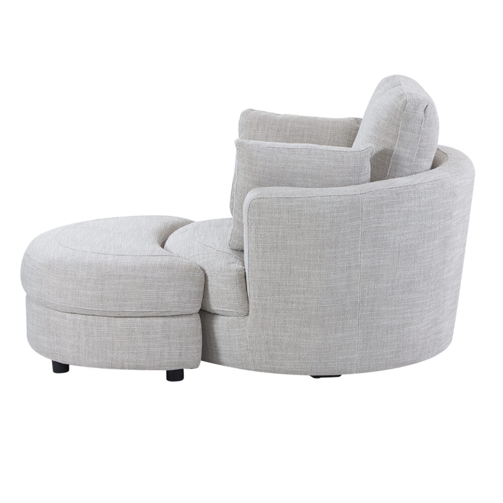 Cuddle Petite Swivel Chair & Ottoman in Byron Almond - Image 2
