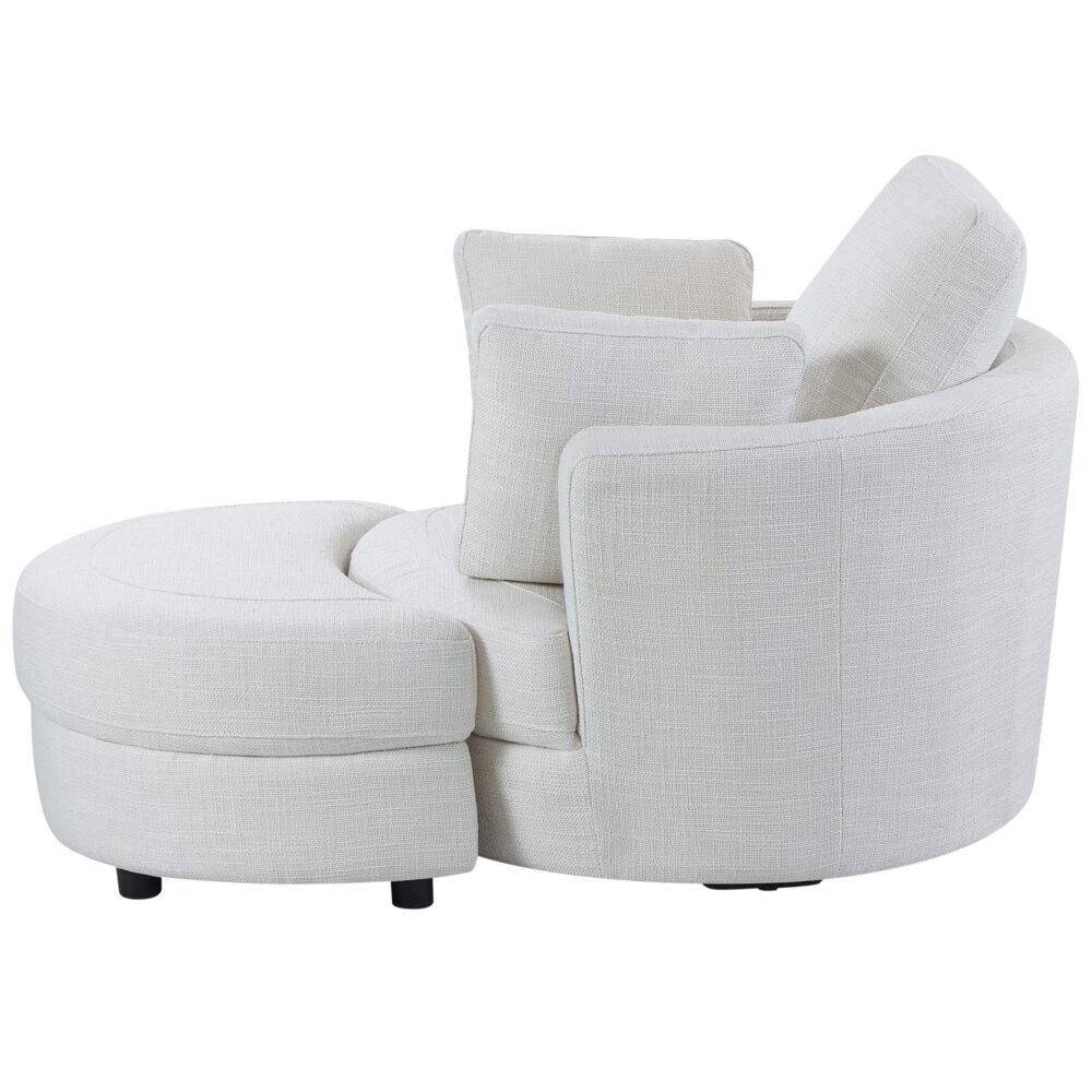 Cuddle Petite Swivel Chair & Ottoman in Byron Ivory - Image 2
