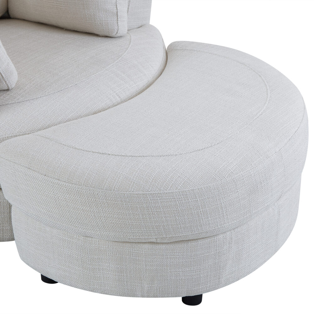 Cuddle Petite Swivel Chair & Ottoman in Byron Almond - Image 4