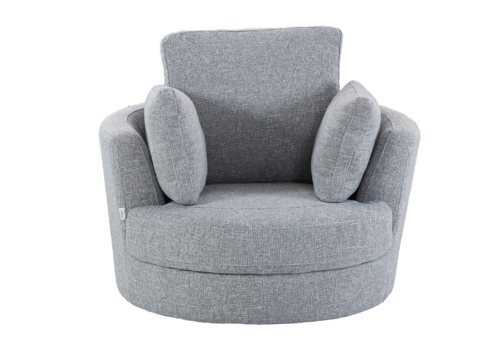 Cuddle Petite Swivel Chair & Ottoman in Byron Ash