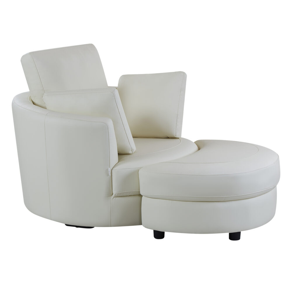 Cuddle Petite Swivel Chair & Ottoman in Plush Cream