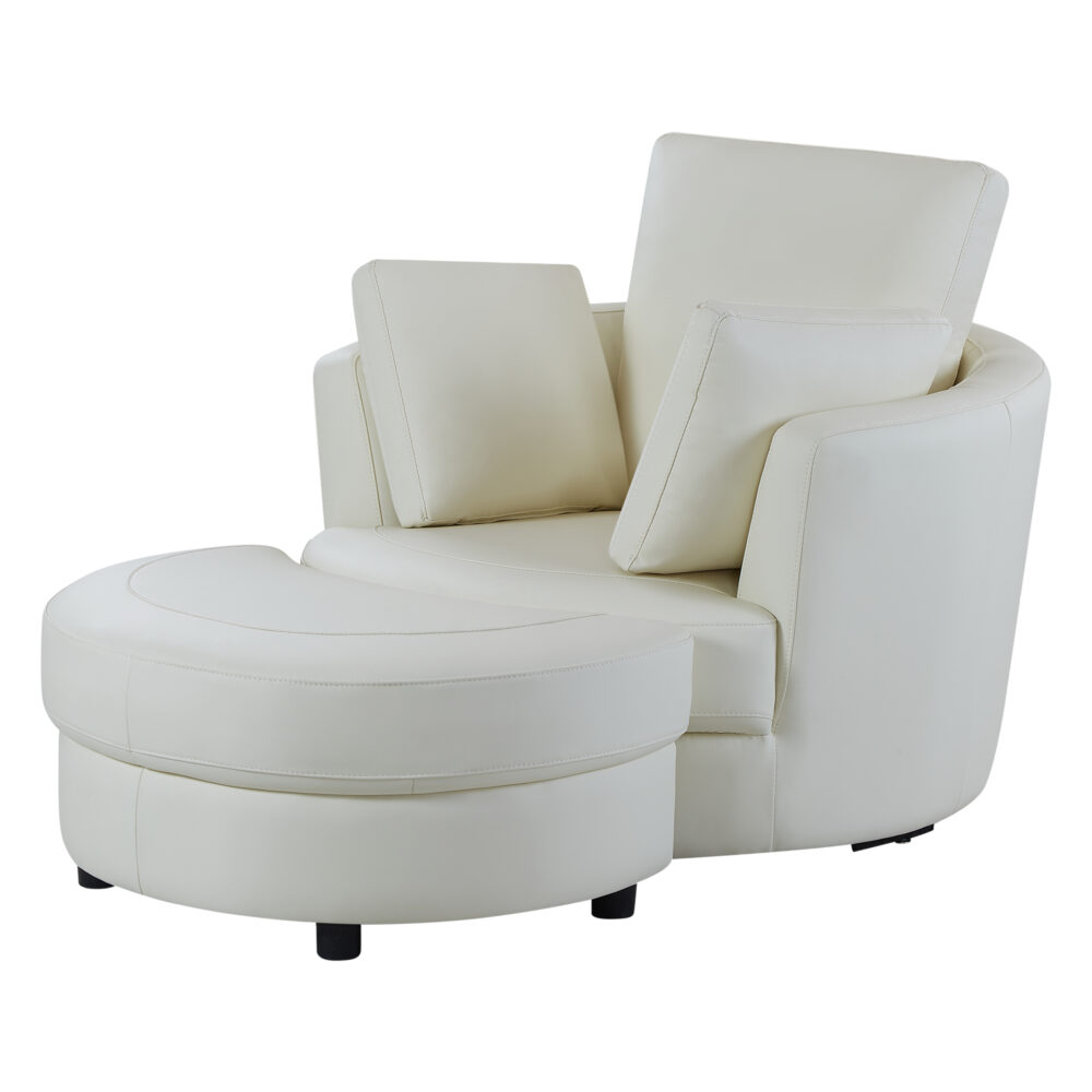 Cuddle Petite Swivel Chair & Ottoman in Plush Cream - Image 8