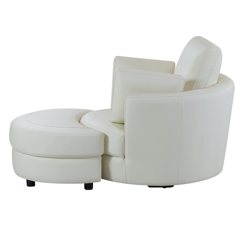 Cuddle Petite Swivel Chair & Ottoman in Plush Cream - Image 2