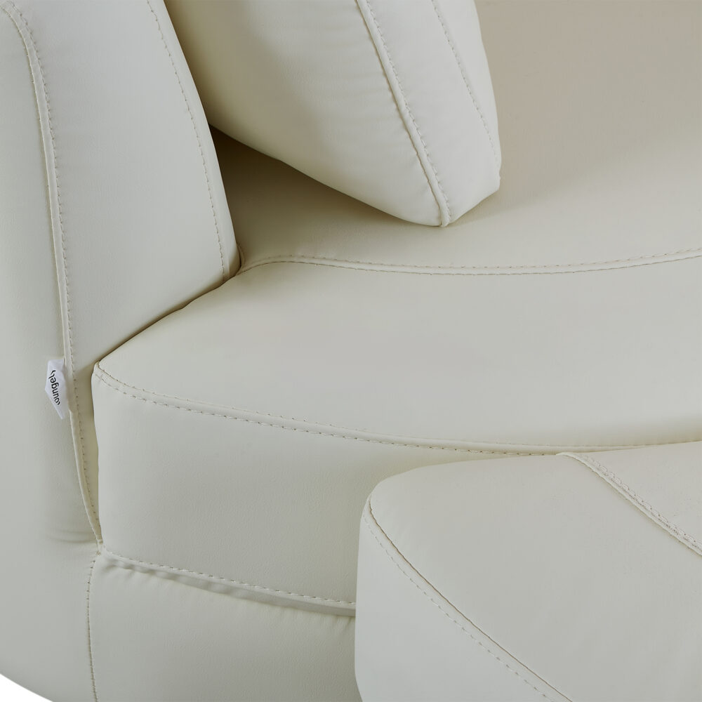 Cuddle Petite Swivel Chair & Ottoman in Plush Cream - Image 6