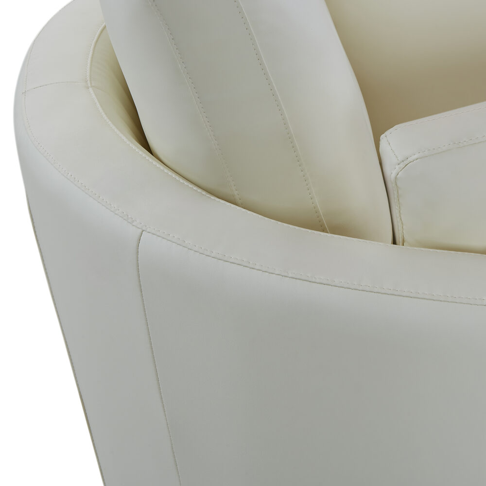 Cuddle Petite Swivel Chair & Ottoman in Plush Cream - Image 3