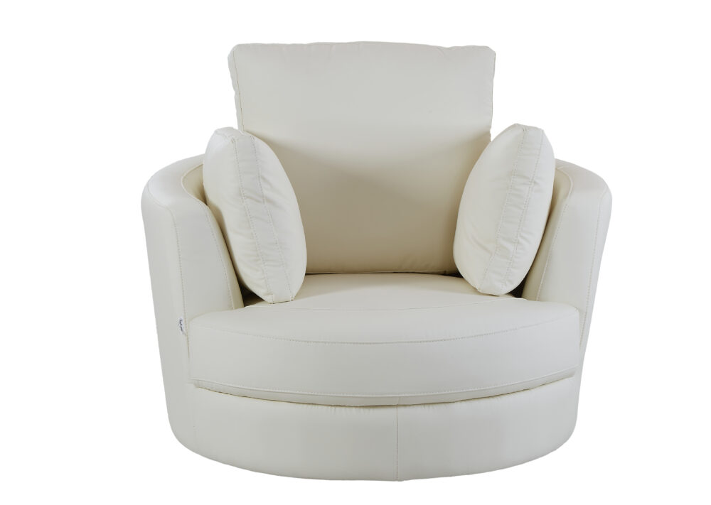 Cuddle Petite Swivel Chair & Ottoman in Plush Cream - Image 9