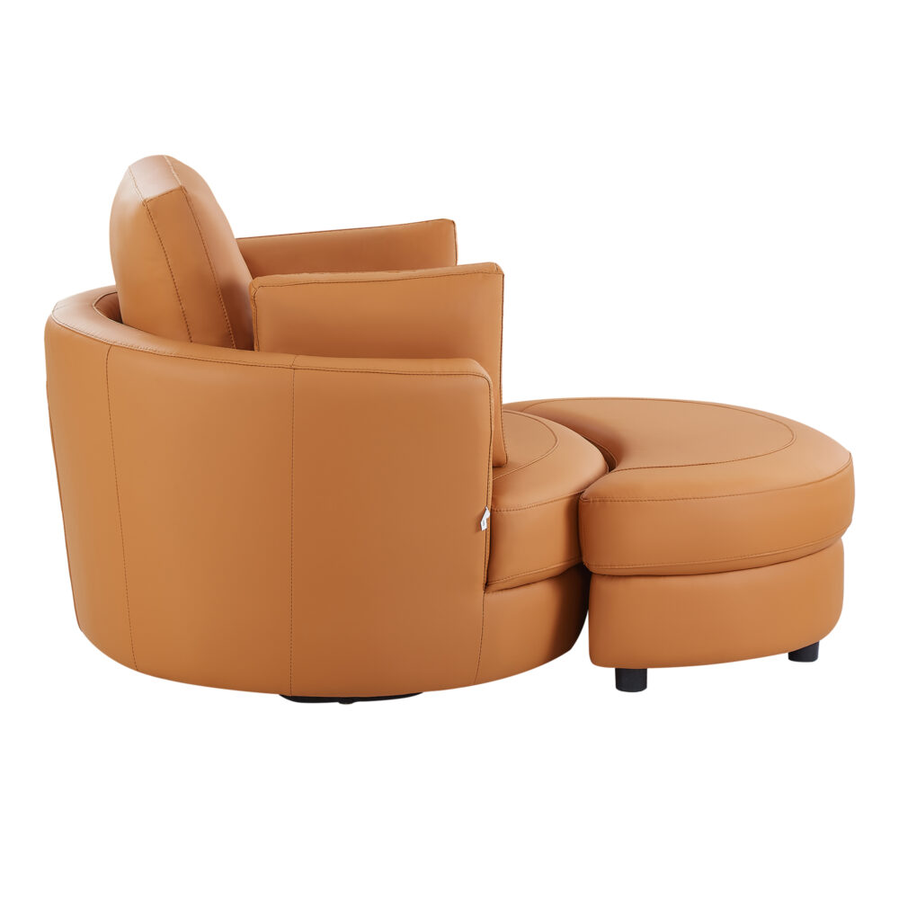 Cuddle Petite Swivel Chair & Ottoman in Plush Tan - Image 3