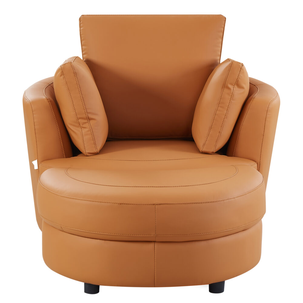 Cuddle Petite Swivel Chair & Ottoman in Plush Tan - Image 4