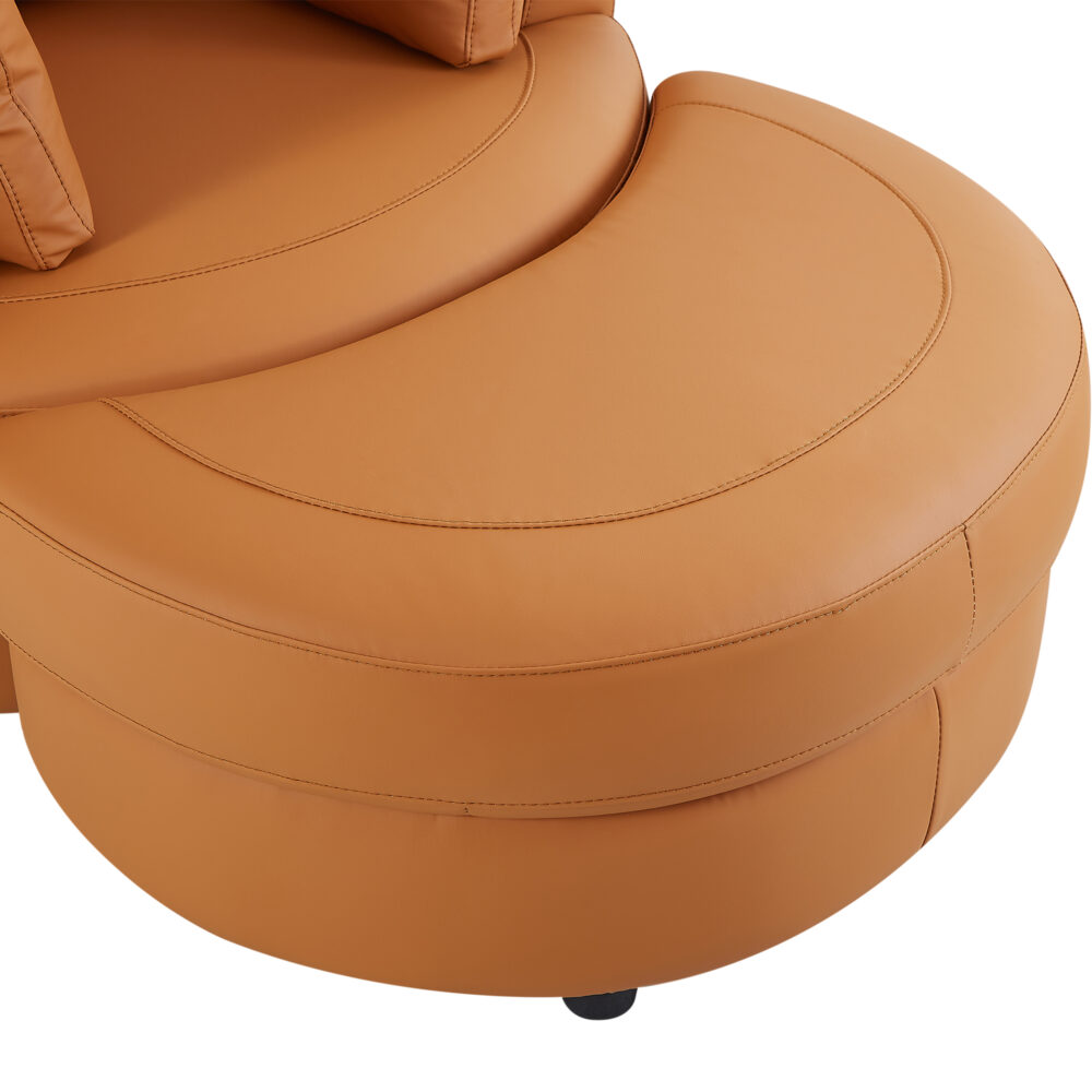 Cuddle Petite Swivel Chair & Ottoman in Plush Tan - Image 6