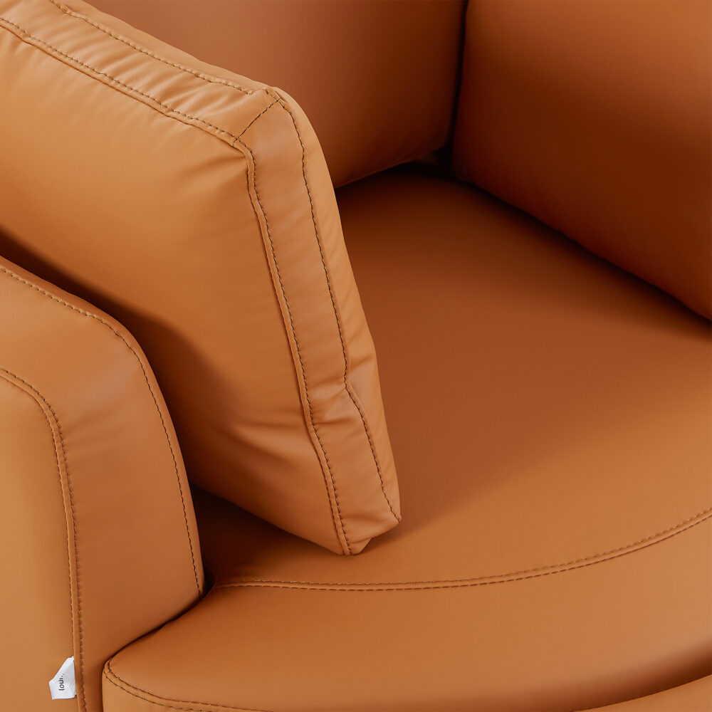 Cuddle Petite Swivel Chair & Ottoman in Plush Tan - Image 7
