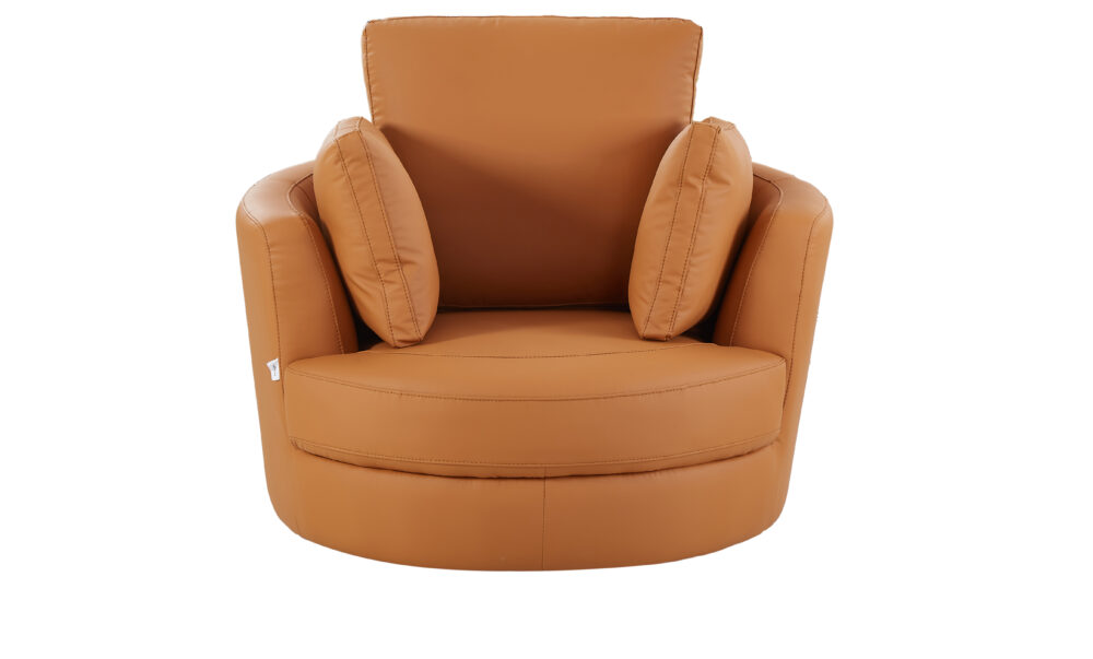 Cuddle Petite Swivel Chair & Ottoman in Plush Tan - Image 8