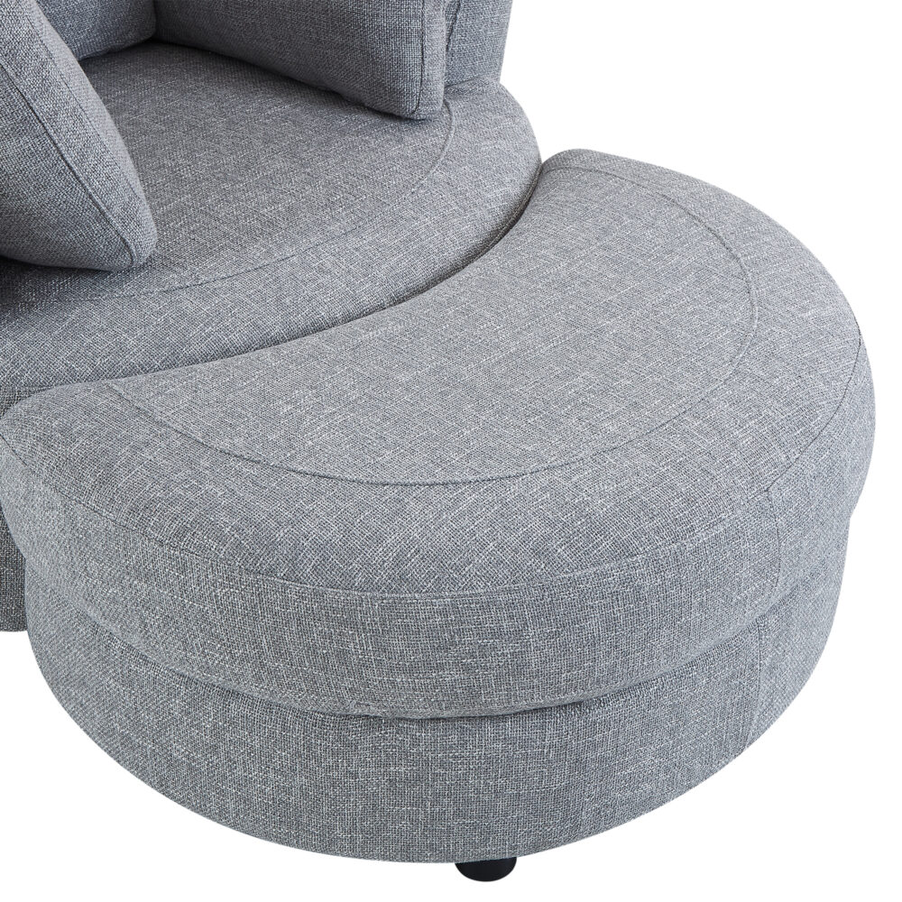 Cuddle Petite Swivel Chair & Ottoman in Byron Ash - Image 6
