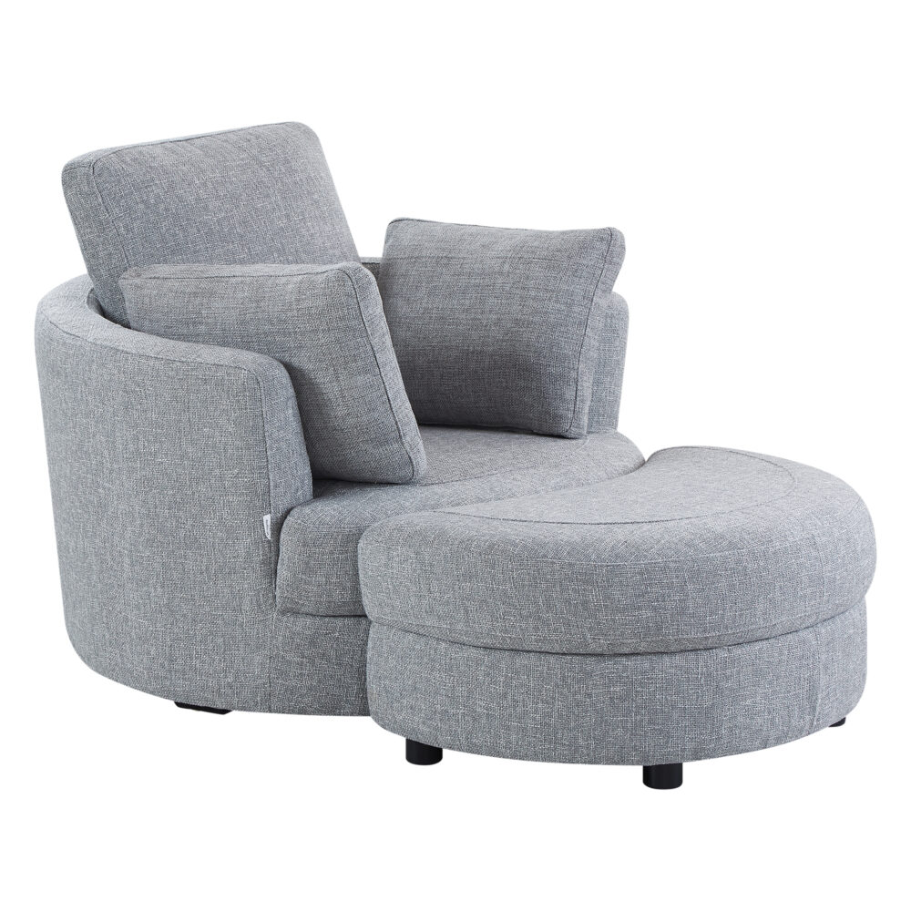 Cuddle Petite Swivel Chair & Ottoman in Byron Ash - Image 2