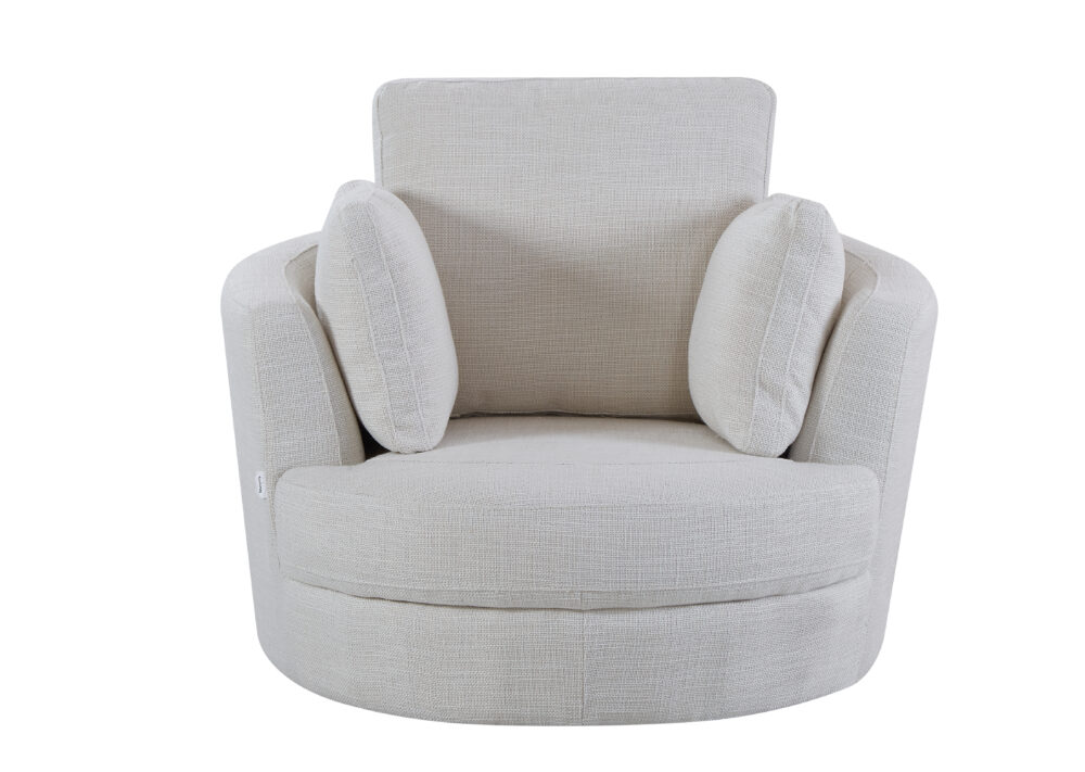 Cuddle Petite Swivel Chair in Byron Ivory - Image 2