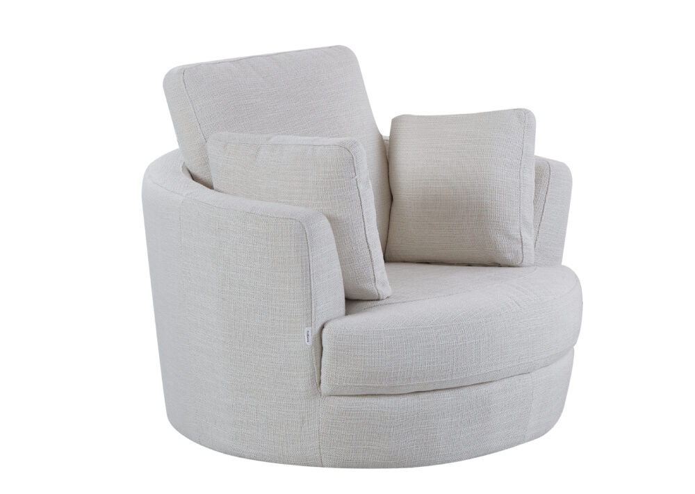 Cuddle Petite Swivel Chair in Byron Ivory