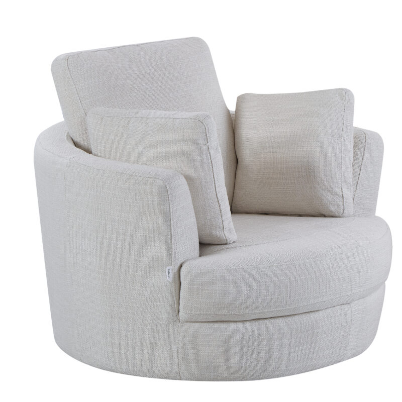 Cuddle Petite Swivel Chair in Byron Ivory