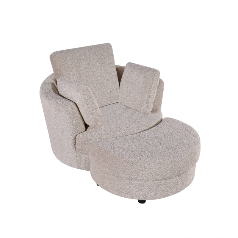 Alternative view of Cuddle Petite Swivel Chair & Ottoman in Boucle Almond