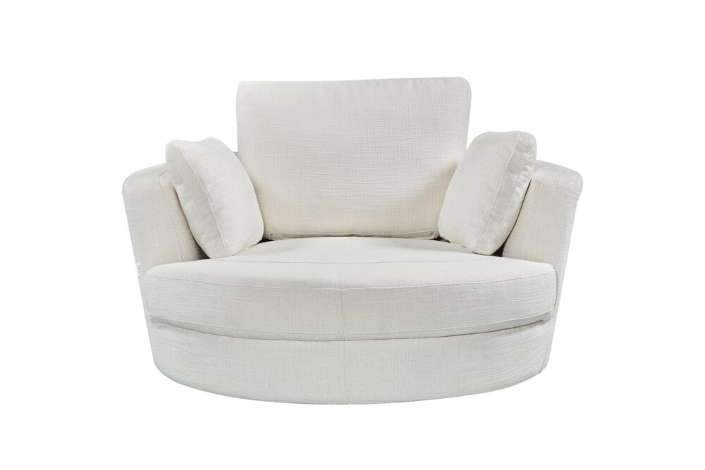 Cuddle Swivel Chair in Byron Ivory Fabric - Image 3