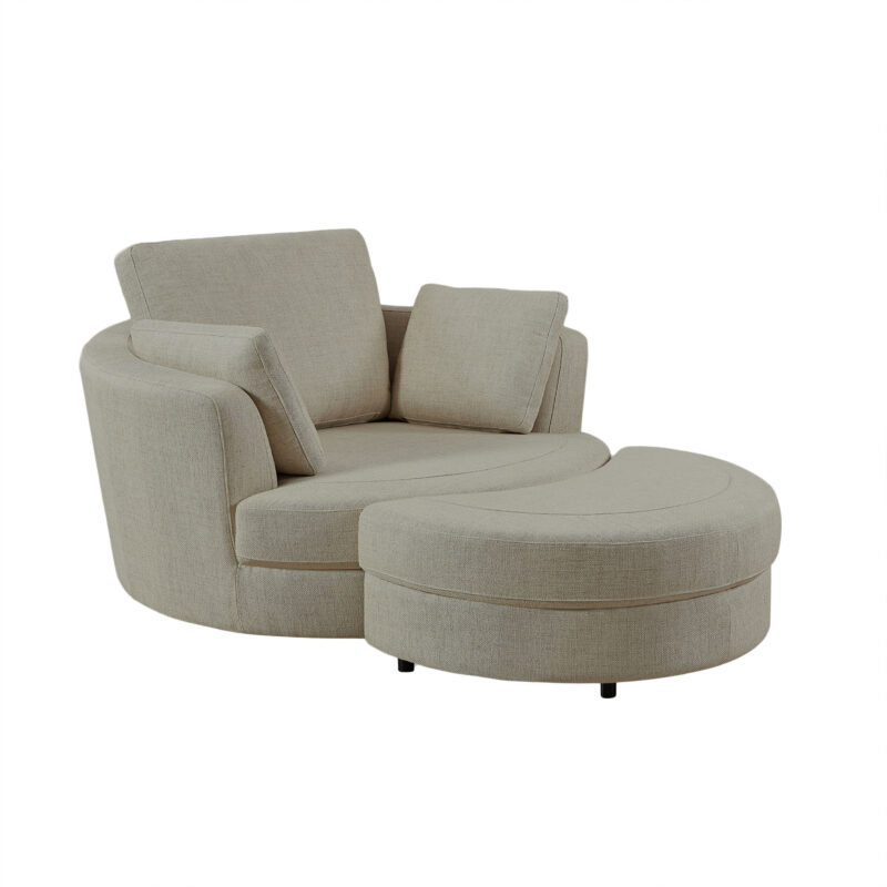 Alternative view of Cuddle Swivel Chair & Ottoman in Plush Cream