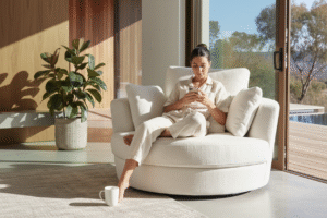 Cuddle Chair in Byron Ivory