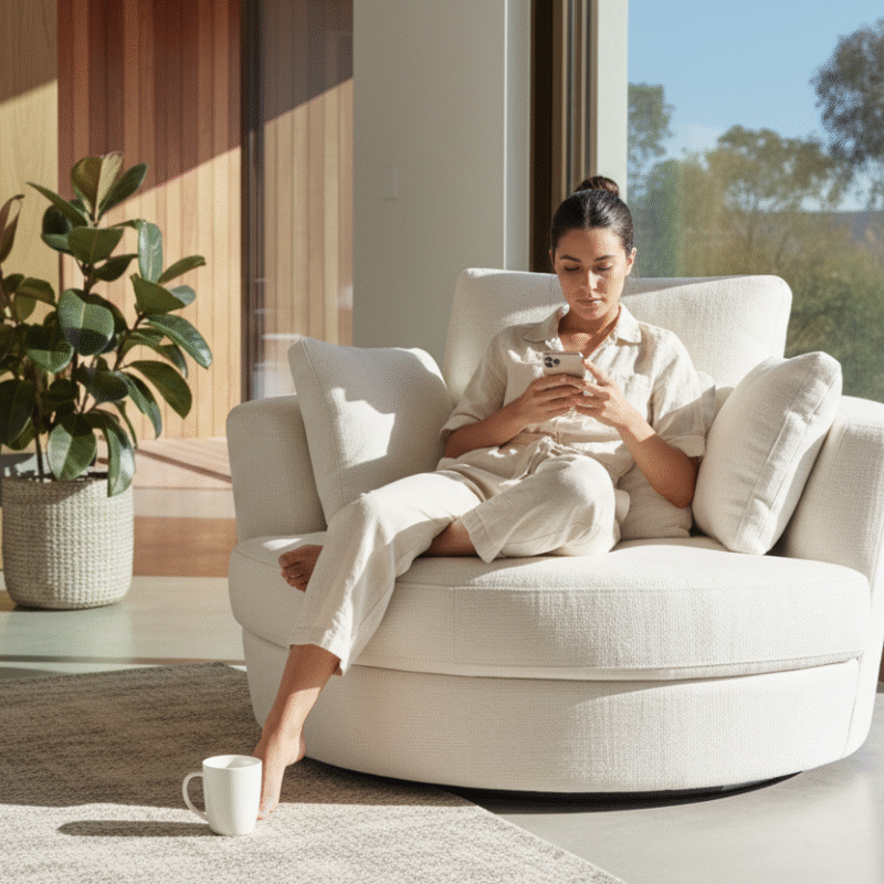 Cuddle Chair in Byron Ivory