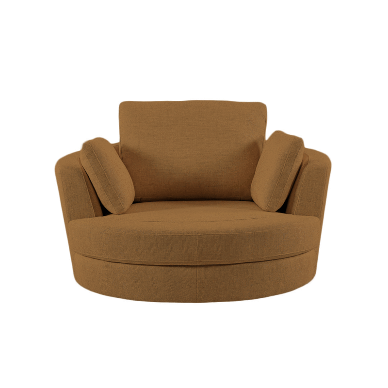 Cuddle Swivel Chair & Ottoman in Plush Tan